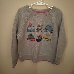 Mini Boden Winter Hat Crewneck Sweater w Poof Ball Details